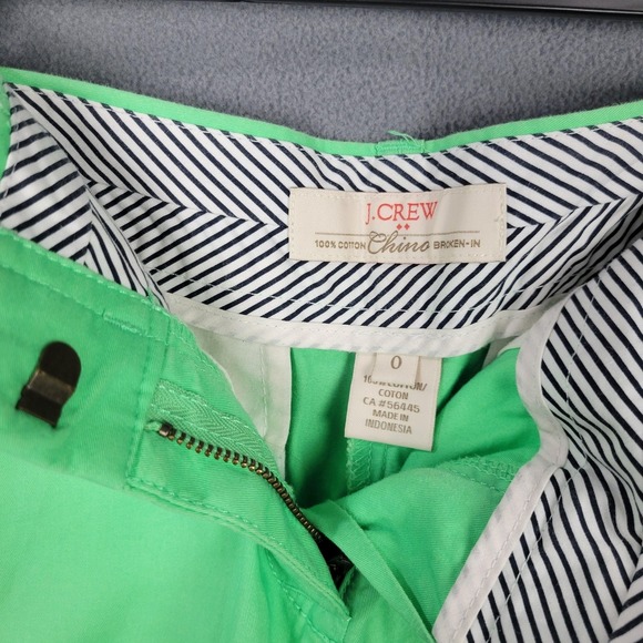 J Crew Chino Broken In Shorts Womens 0 Green 100% Cotton Casual - Picture 2 of 6
